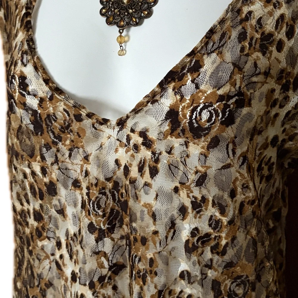 Brown Shear Leopard Print Dress/Top - Picture 4 of 9